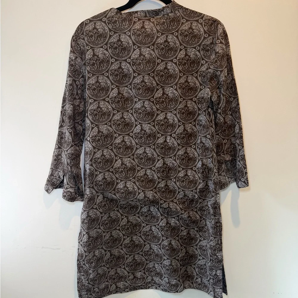Tory Burch Brown and Cream‎ Elephant Print dress
